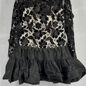 ANTONIO MELANI Cream and Black Lace Detail Dress